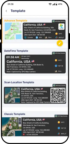 Selecting one timestamp template from built-in options for photo customization
